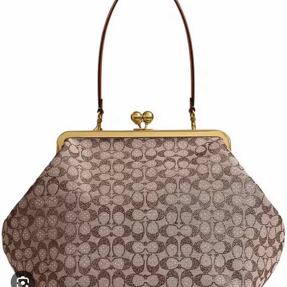 Viral NWT Coach Brown and Gold Crystal Kisslock purse